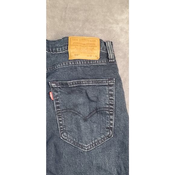 Levis 512 Jeans Mens 32x32 Black Tapered Leg Slim Fit Stretch Medium Wash Denim - Picture 10 of 11